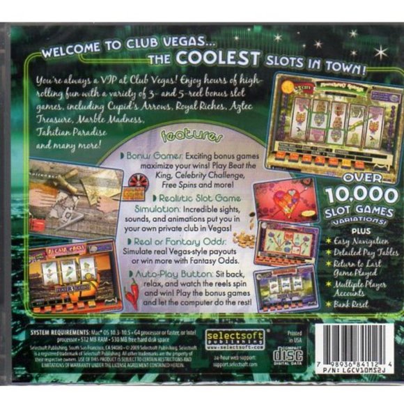 Club Vegas Slots 10,000 Vol.2 (MAC-CD, 2009) for Macintosh - NEW in Jewel Case - Picture 2 of 4